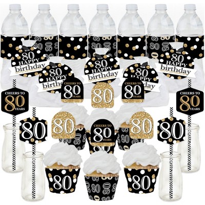 Big Dot Of Happiness Adult 80th Birthday - Gold - Birthday Party Favors And Cupcake Kit - Fabulous Favor Party Pack - 100 Pieces : Target